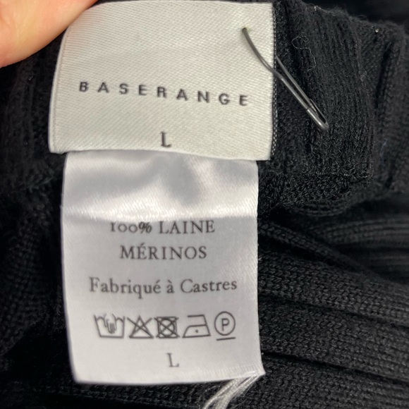 BASERANGE Black Adler Lounge Pants Ribbed Merino Wool Knit High Waisted Rise L - Picture 10 of 15